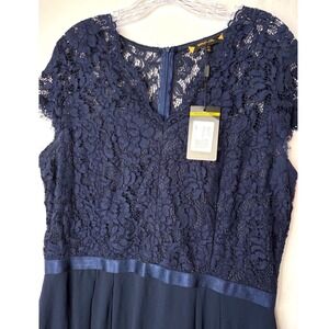 NWT MIUSOL Women's XXL Navy Lace Chiffon Formal Evening Gown Maxi  Dress Size 20